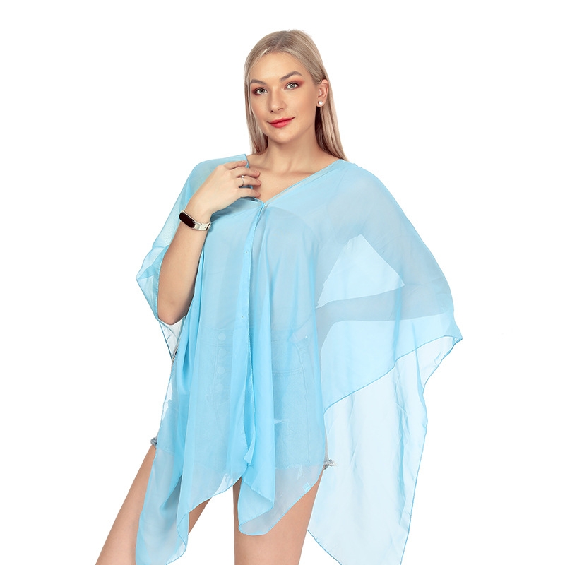 Wrap Blouse Chiffon - Women Sun Protection Shawl for Cycling