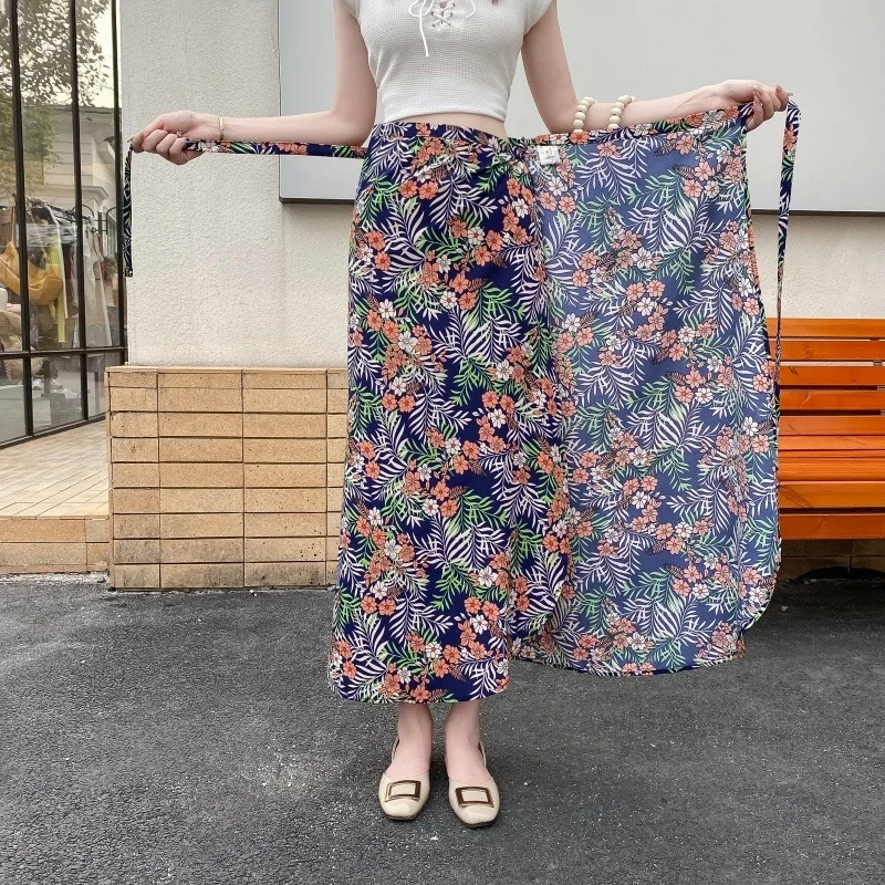 Printed Wrap Skirt - Butterfly Print Cover Up Swimwear Women