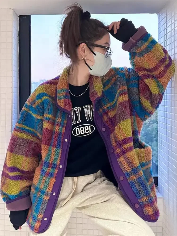 Sherpa Coat Women - Women Coat Polar Fleece Plaid Autumn