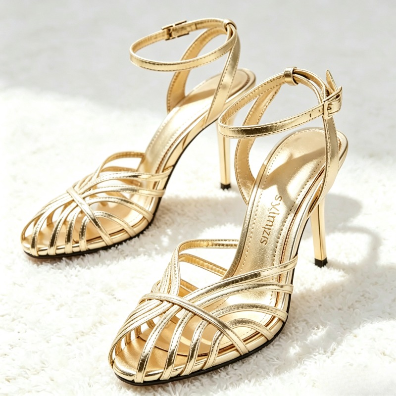 Women'S Fashion Designer Clothes - Sexy Gold Hollow Narrow Band High