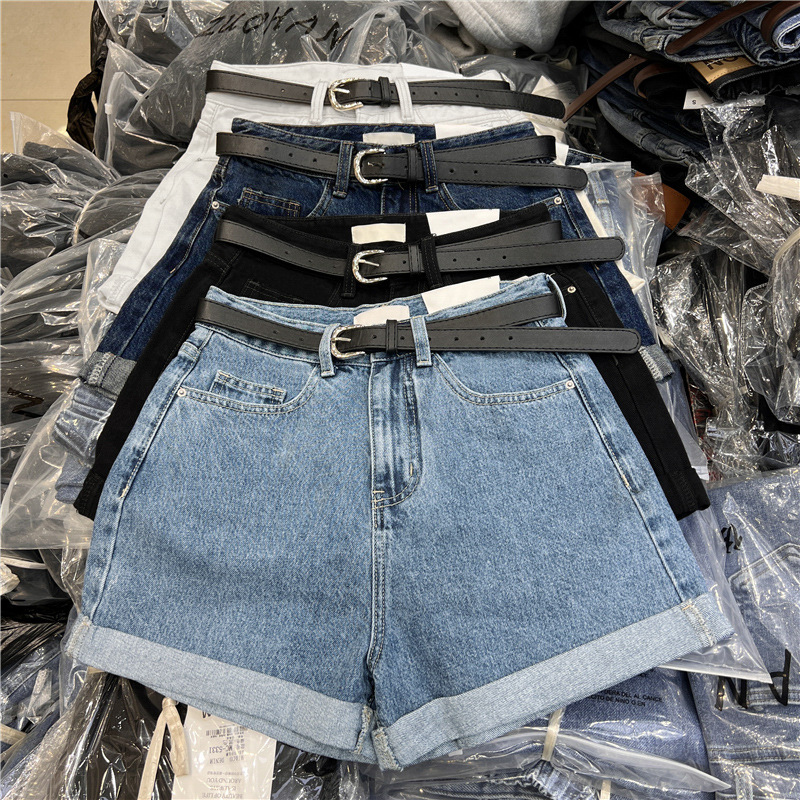 Women Summer Roll Hem Denim Sh - Denim Shorts Women review and price