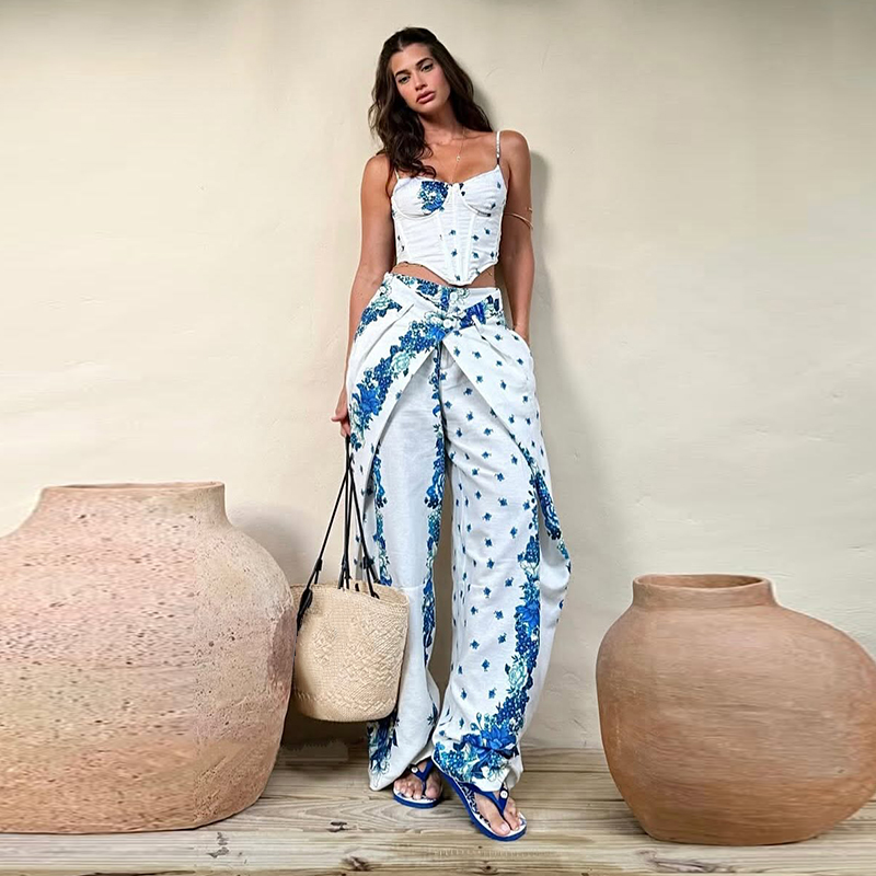 Sexy Printed Vest Trouser Wome - Wide Leg Palazzo Pants review and price