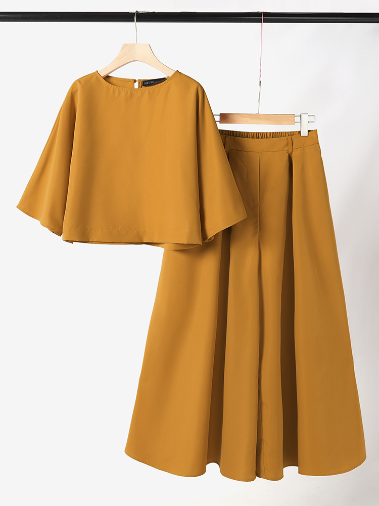 Fashion Summer 3/4 Sleeve Blou - Wide Leg Palazzo Pants review and price