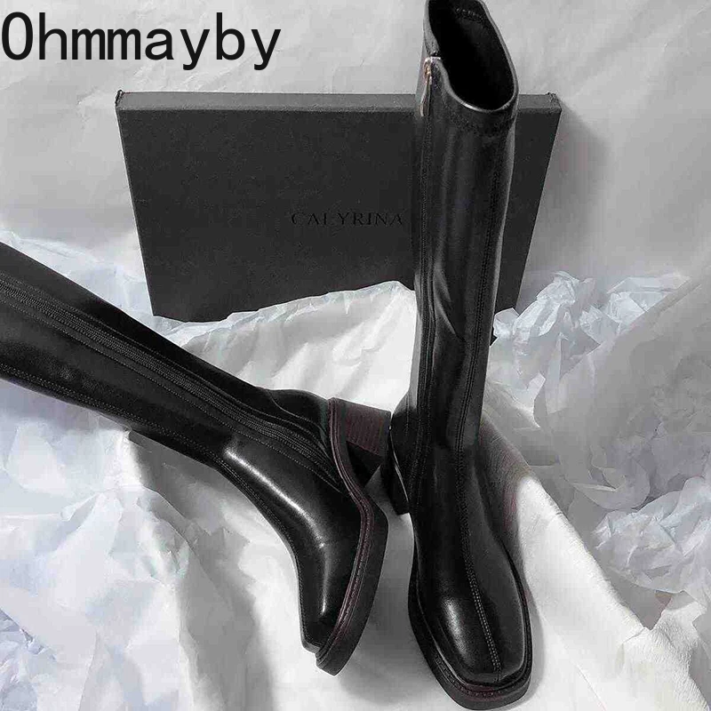 Vintage Thick Heel Women Knee  - Women Fashion Korean review and price