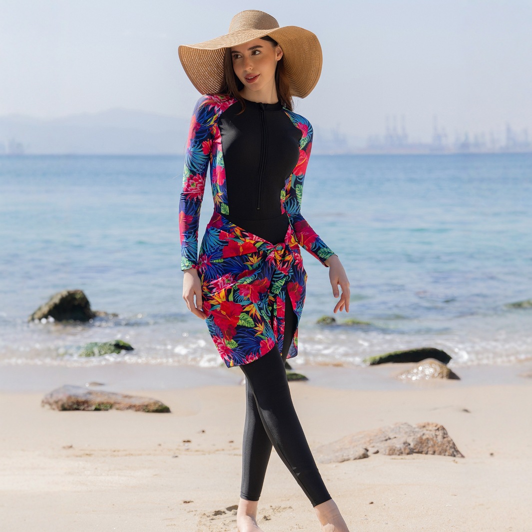 2‑Piece Burkini Modest Swimsui - Printed Wrap Skirt review and price