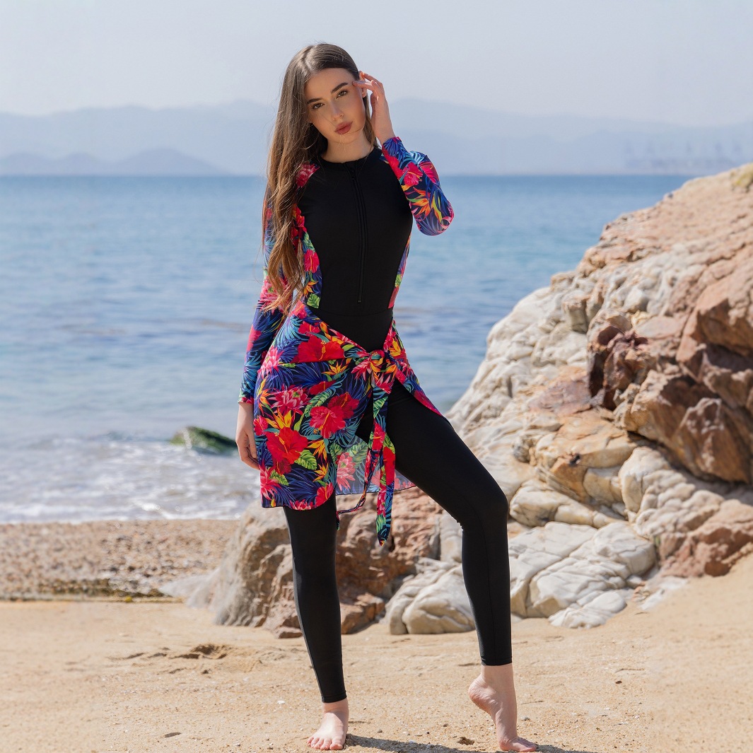 2‑Piece Burkini Modest Swimsui - Printed Wrap Skirt review and price