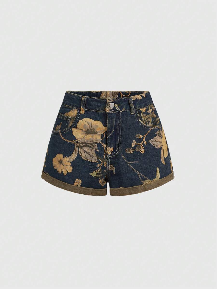 Women Denim Shorts With Floral - Denim Shorts Women review and price