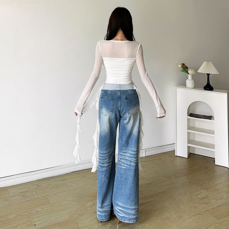 Ruffle Long Sleeve Sexy T-Shir - Women Fashion Korean review and price