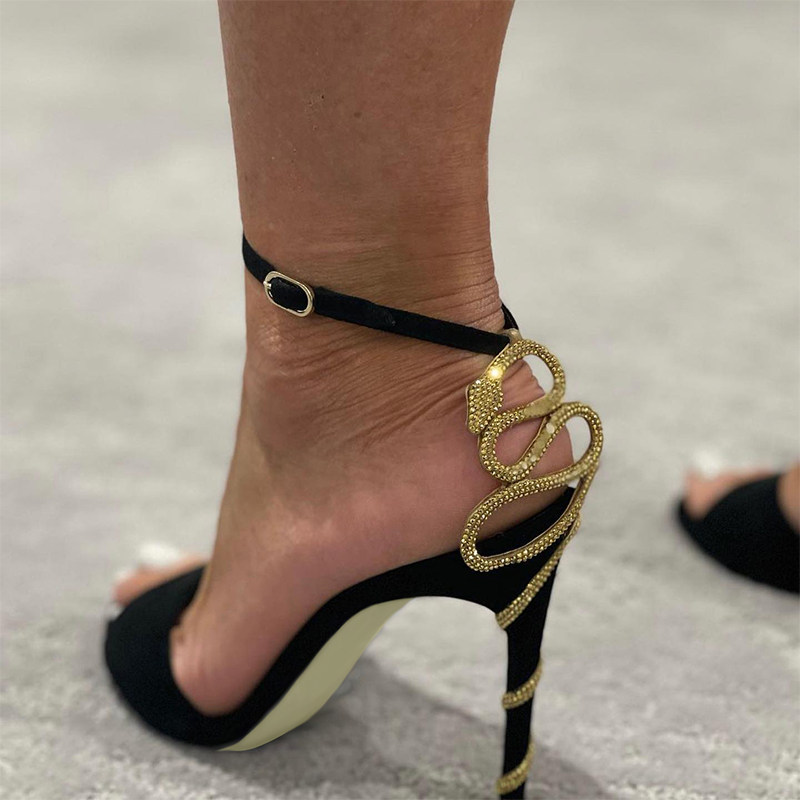 Snake Wrap Black Stilettos 202 - Women'S Fashion For Summer 2025 review and price