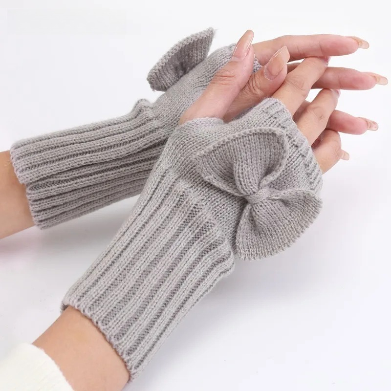 Knit Bow Fingerless Gloves – S - Women Fashion Gloves review and price