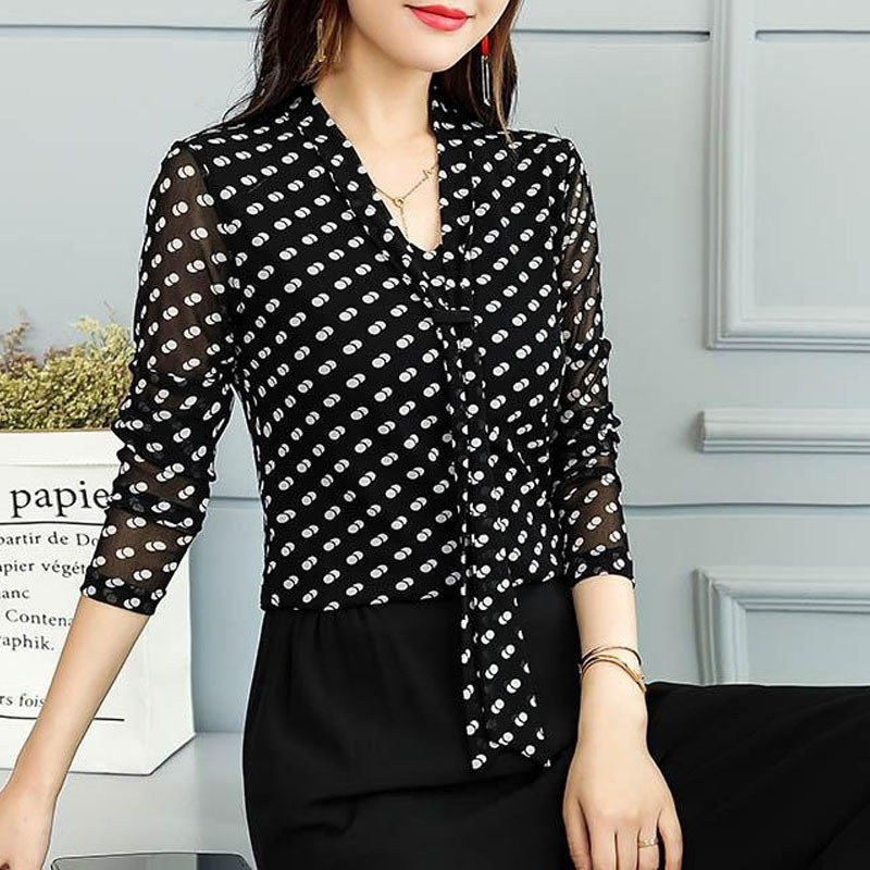 Spring gauze top female long-s - Wrap Blouse Chiffon review and price