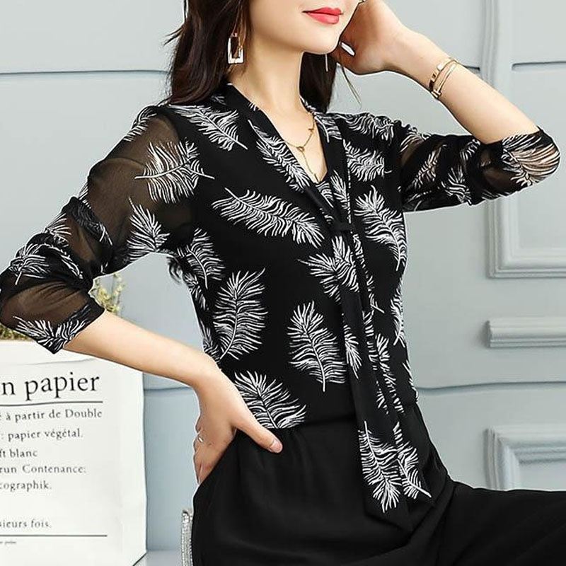 Spring gauze top female long-s - Wrap Blouse Chiffon review and price