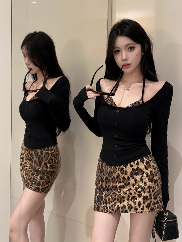 Sexy Leopard Print Wrap Chest  - Printed Wrap Skirt review and price