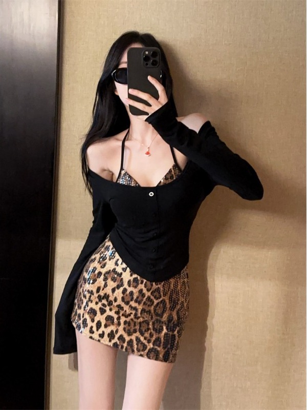 Sexy Leopard Print Wrap Chest  - Printed Wrap Skirt review and price
