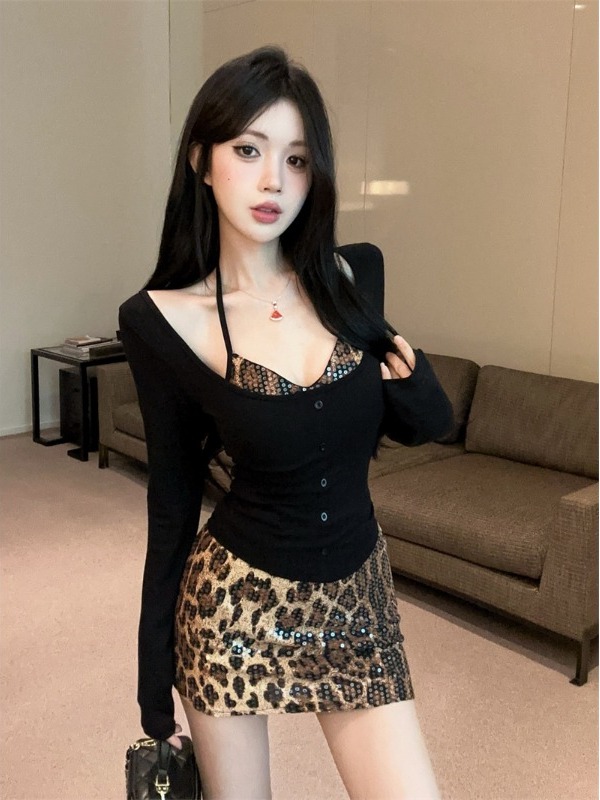 Sexy Leopard Print Wrap Chest  - Printed Wrap Skirt review and price