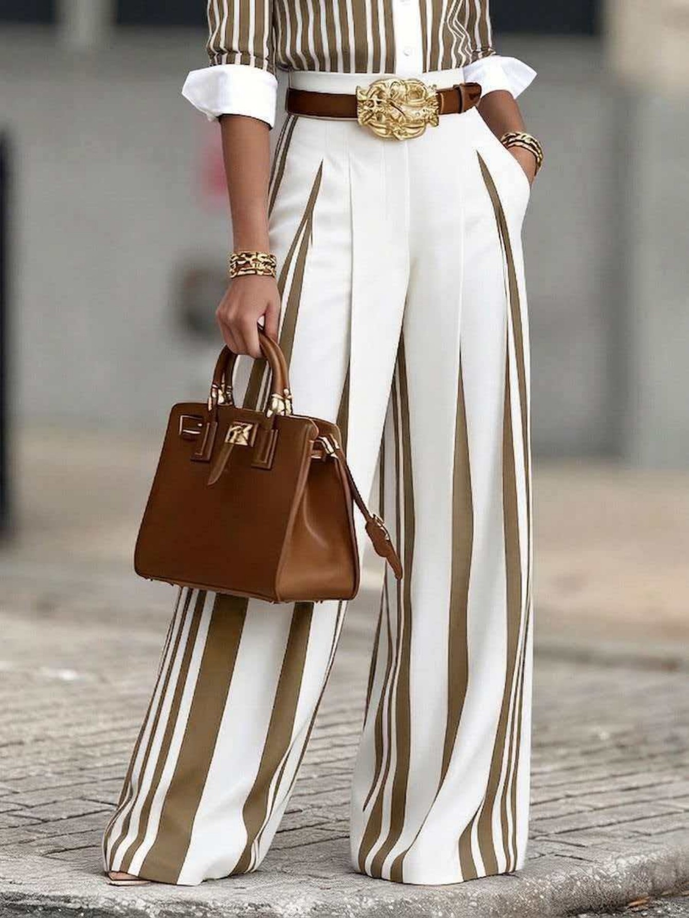 Women Fashion 2-Piece Set Stri - Wide Leg Palazzo Pants review and price