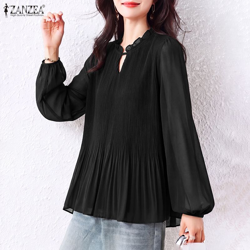 Women Blouse Spring Autumn Chi - Wrap Blouse Chiffon review and price