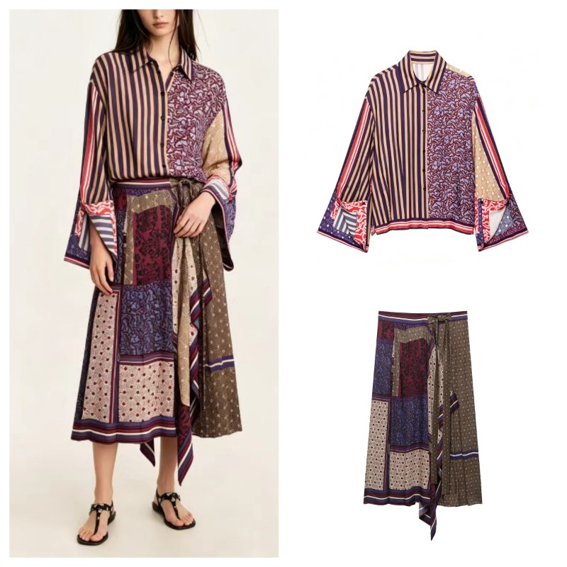 2026 Elegant Chic Printed Saro - Printed Wrap Skirt review and price