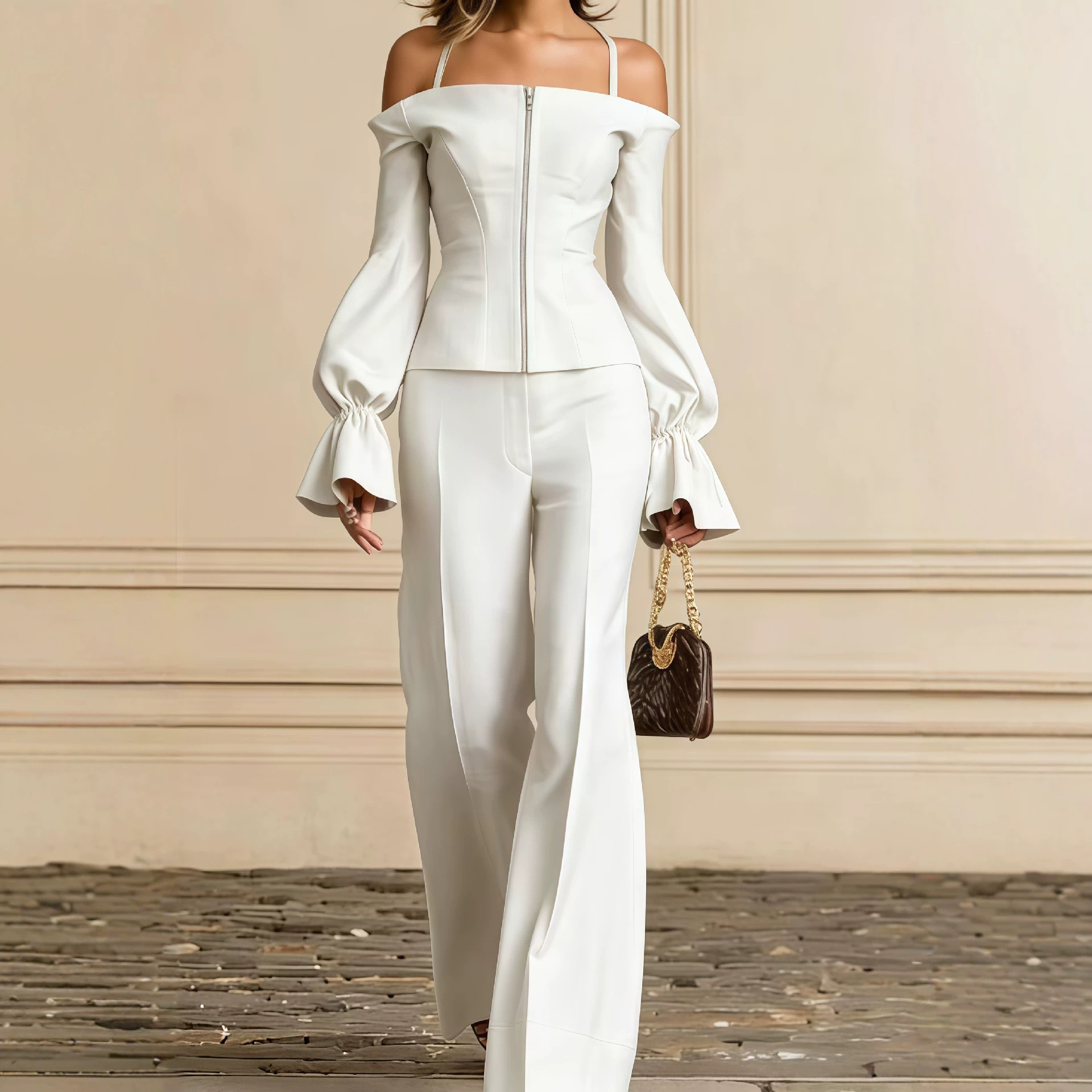2 Piece Pants Set Women Solid  - Wide Leg Palazzo Pants review and price