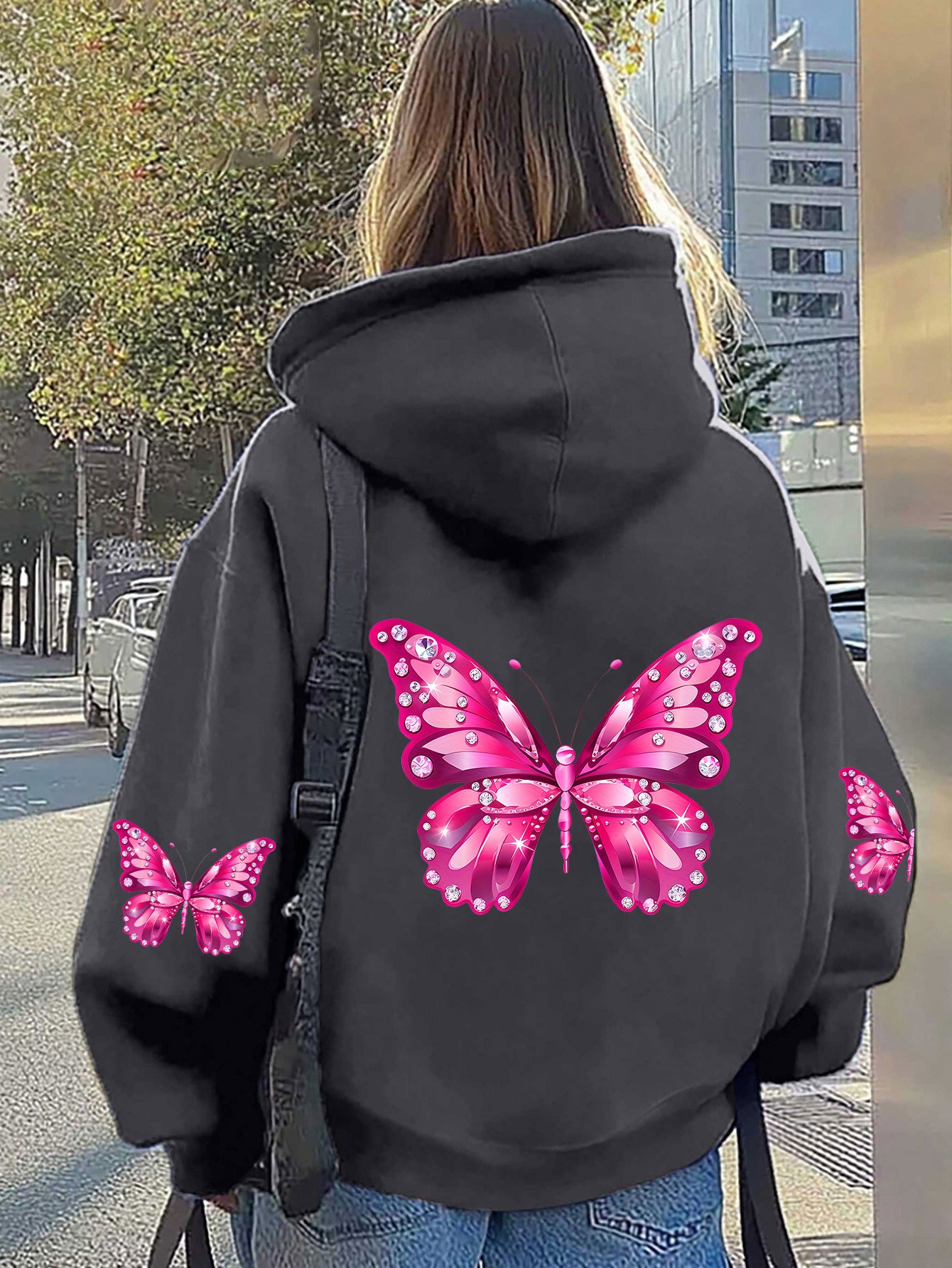 Women Butterfly Print Hoodie U - Hoodie Women Oversized review and price