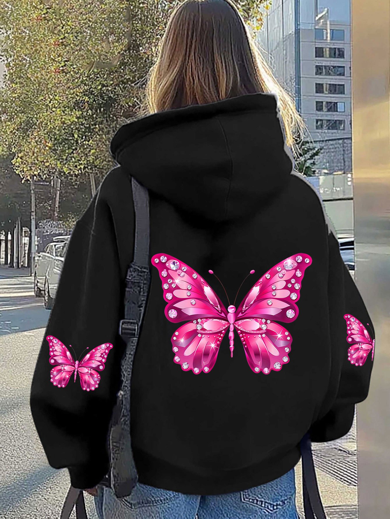Women Butterfly Print Hoodie U - Hoodie Women Oversized review and price