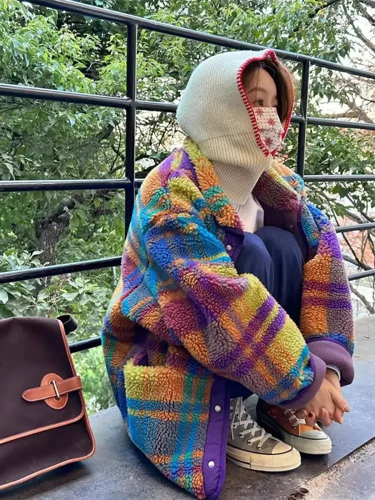 Women Coat Polar Fleece Plaid  - Sherpa Coat Women review and price
