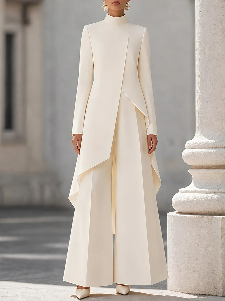 Women Two Piece Outfit Mock Ne - Wide Leg Palazzo Pants review and price