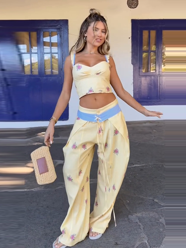 Sexy Print Vest Pants Women Se - Wide Leg Palazzo Pants review and price