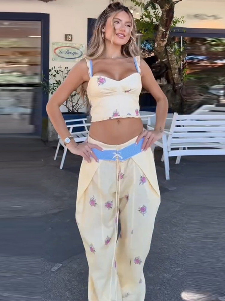 Sexy Print Vest Pants Women Se - Wide Leg Palazzo Pants review and price