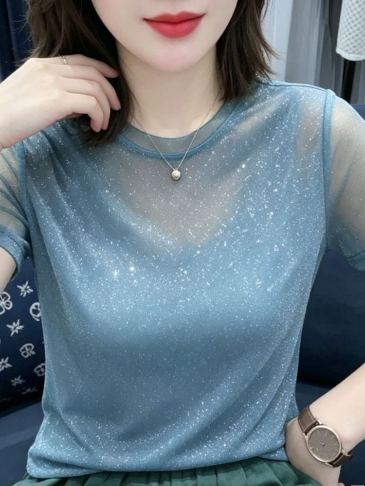 Shiny Lace Elastic Net Sleevel - Women Fashion Over 40 review and price