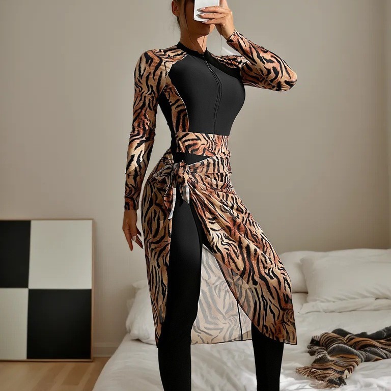 2026 Modest Muslim Burkini 2‑P - Printed Wrap Skirt review and price