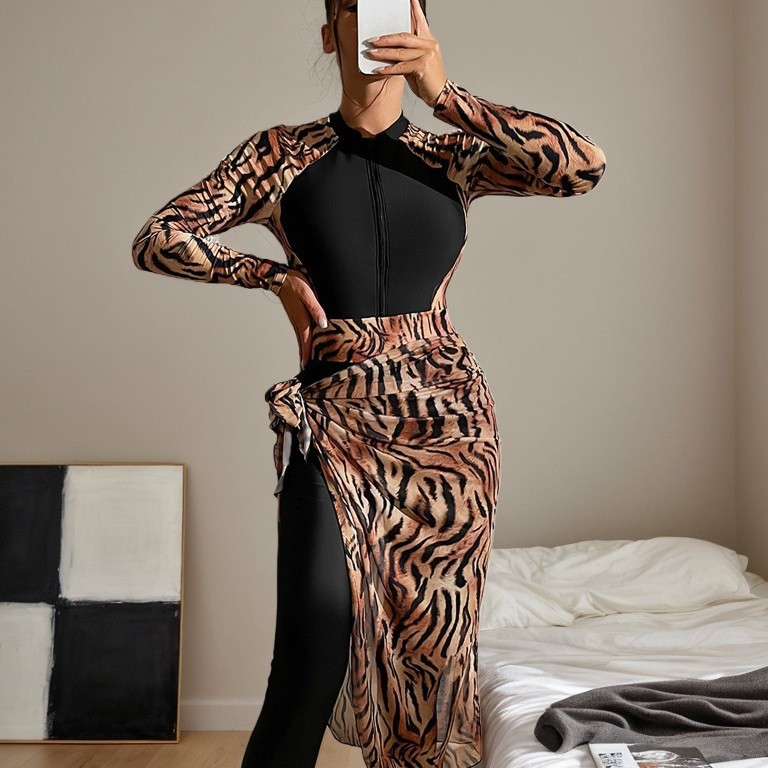 2026 Modest Muslim Burkini 2‑P - Printed Wrap Skirt review and price