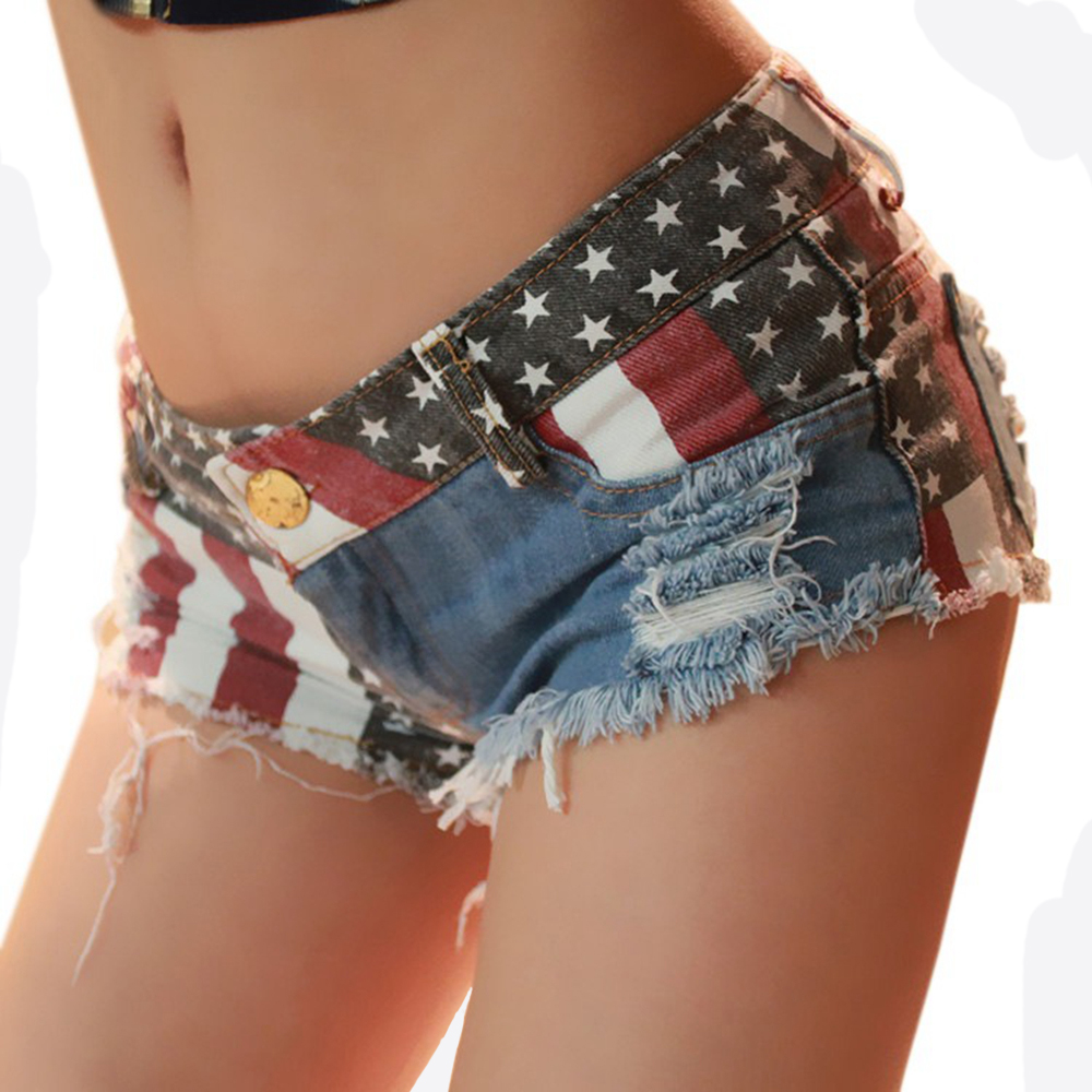 Womens National Flag Denim Jea - Denim Shorts Women review and price