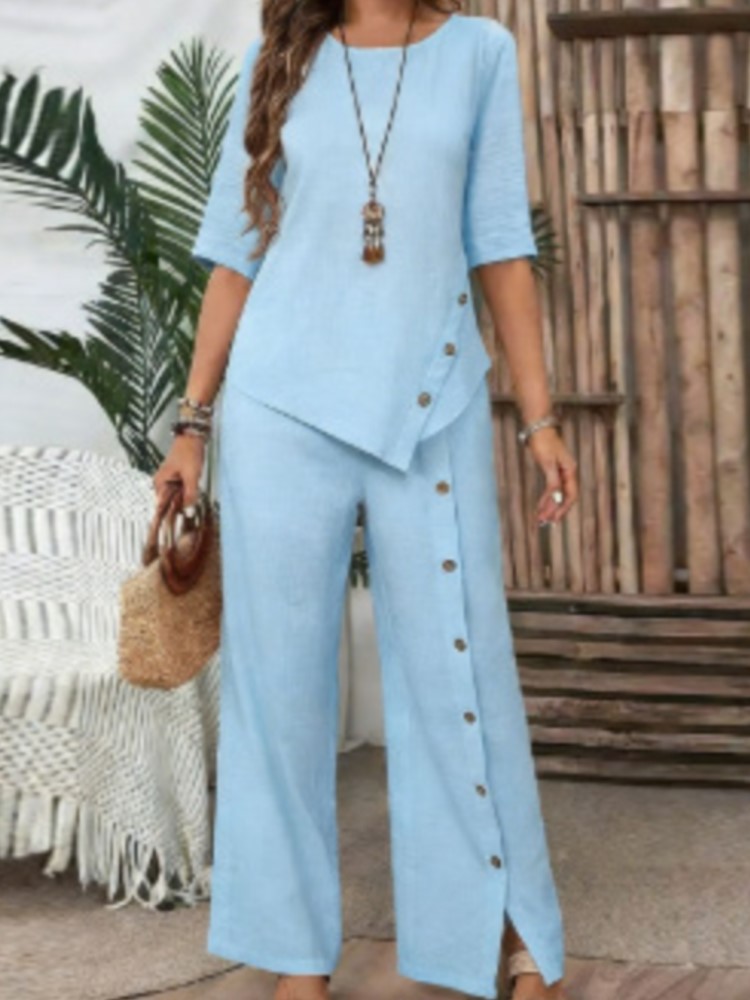 Women's Fashion Solid Irregula - Wide Leg Palazzo Pants review and price