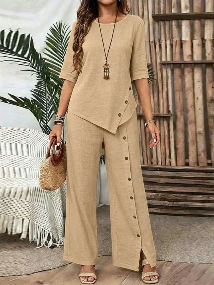 Women's Fashion Solid Irregula - Wide Leg Palazzo Pants review and price