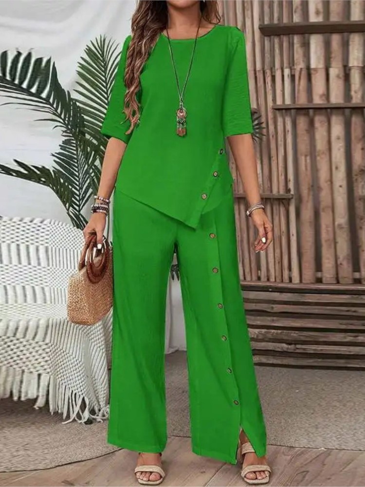 Women's Fashion Solid Irregula - Wide Leg Palazzo Pants review and price