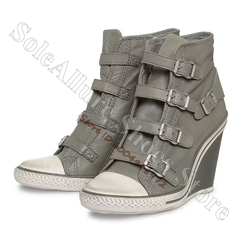 Grey Multi Buckle High Top Wed - Women'S Fashion Hats review and price