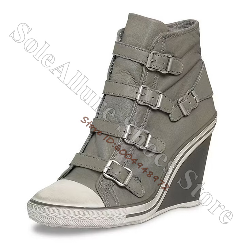 Grey Multi Buckle High Top Wed - Women'S Fashion Hats review and price
